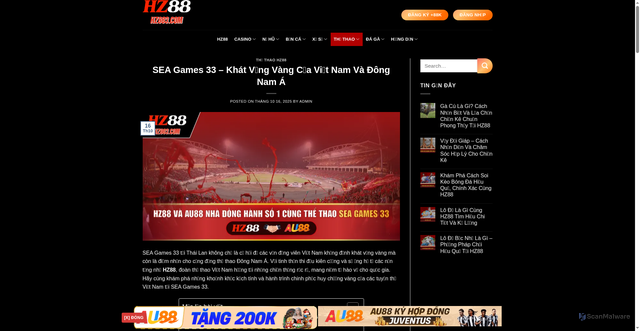 Security scan screenshot of https://hz88-top1vn.com/sea-game-33/