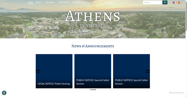 Security scan screenshot of https://cityofathenstn.com/