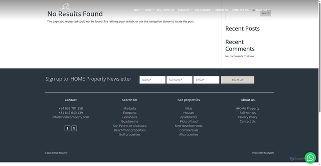 Security scan screenshot of https://ihomeproperty.com/=20