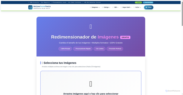 Security scan screenshot of https://onlinetecnotools.com/redimensionar-imagenes/