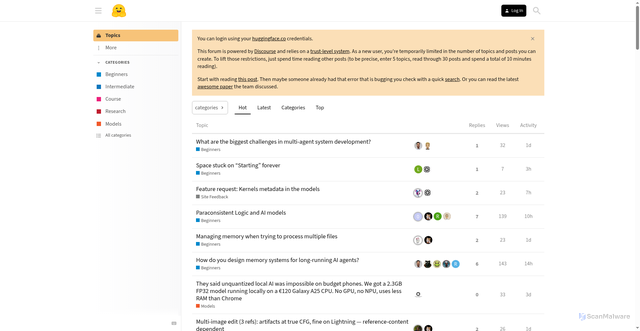 Security scan screenshot of https://discuss.huggingface.co