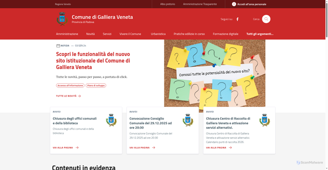 Security scan screenshot of https://www.comune.gallieraveneta.pd.it/