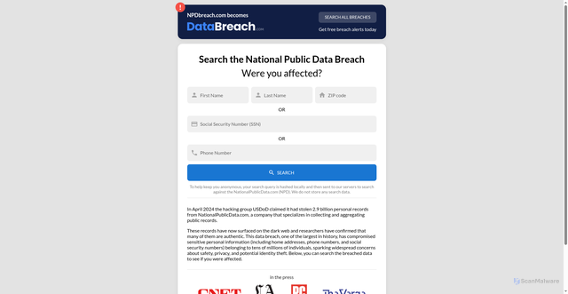 Security scan screenshot of https://npdbreach.com/