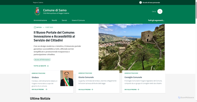 Security scan screenshot of https://comune.samo.rc.it/