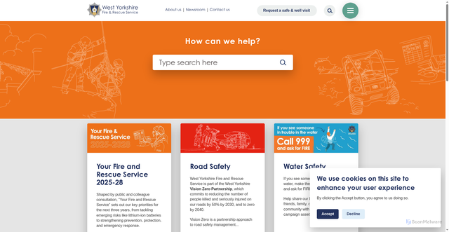 Security scan screenshot of https://www.westyorksfire.gov.uk/