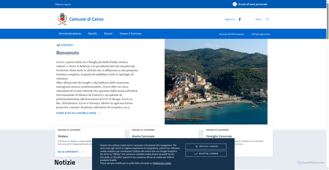 Security scan screenshot of https://www.comune.cervo.im.it/