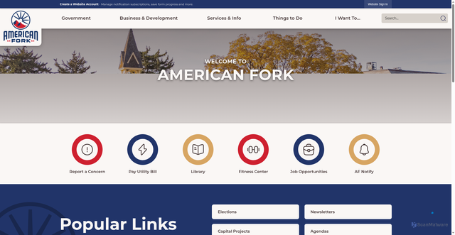 Security scan screenshot of https://americanfork.gov/