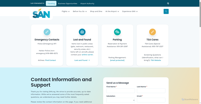 Security scan screenshot of https://www.san.org/contact/