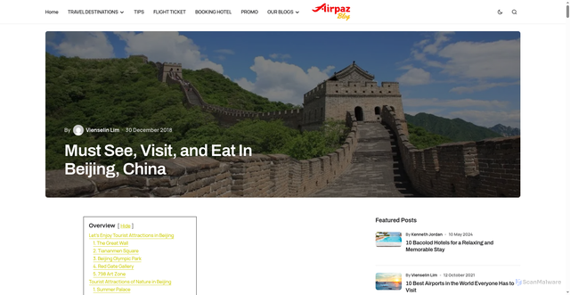 Security scan screenshot of https://blog.airpaz.com/en/beijing-the-central-city-of-china/