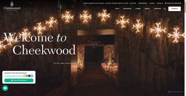 Security scan screenshot of https://cheekwood.org/