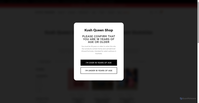 Security scan screenshot of https://kushqueenshop-com.pages.dev/collections/sexual-enhancement-gummies-australia