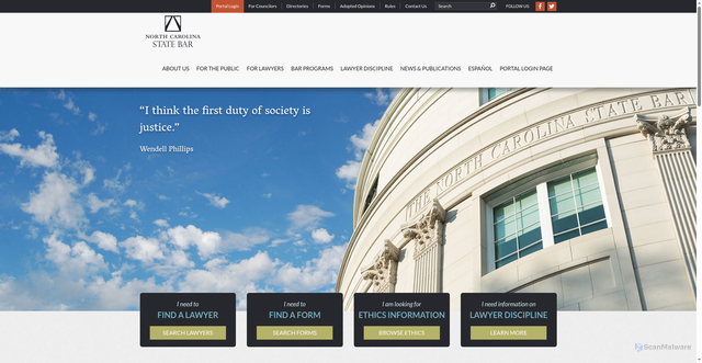 Security scan screenshot of https://www.ncbar.gov/