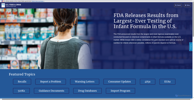 Security scan screenshot of https://fda.gov
