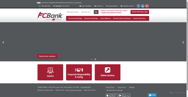 Security scan screenshot of https://fcbank.bank/