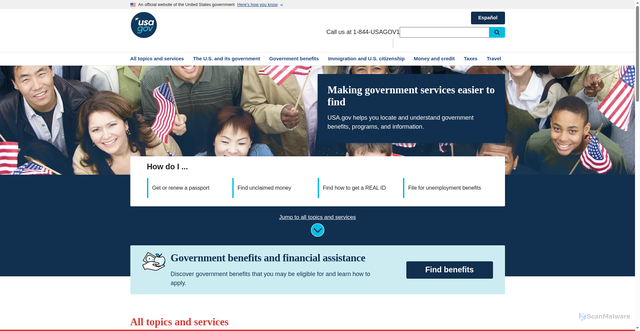 Security scan screenshot of https://www.usa.gov/