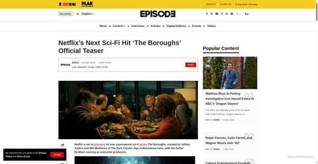 Security scan screenshot of https://episodemag.com/netflix-sci-fi-hit-the-boroughs-official-teaser/