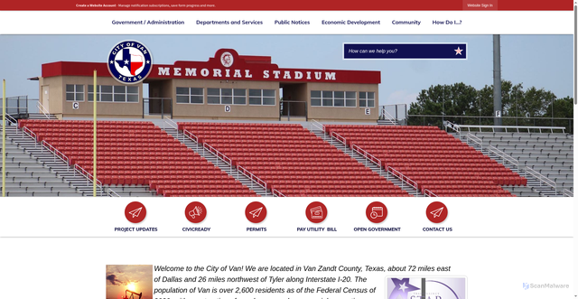 Security scan screenshot of https://vantx.gov/