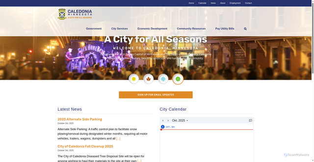 Security scan screenshot of https://www.caledoniamn.gov/