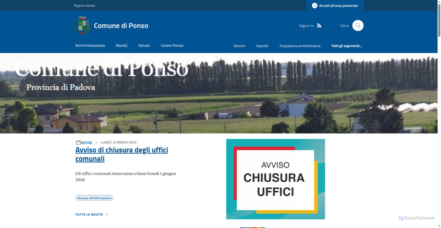 Security scan screenshot of https://www.comune.ponso.pd.it