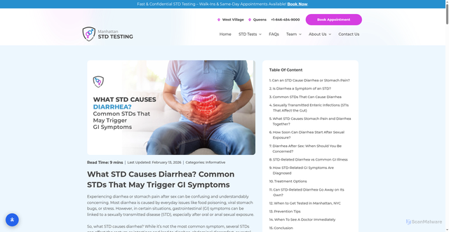 Security scan screenshot of https://manhattanstdtesting.com/blogs/what-std-causes-diarrhea