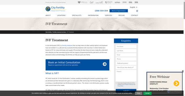 Security scan screenshot of https://www.cityfertility.com.au/fertility-services/ivf-treatment/