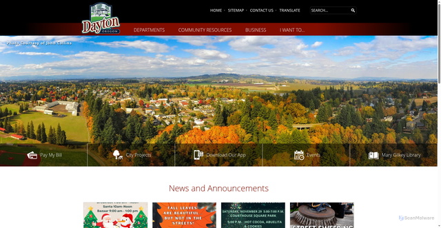 Security scan screenshot of https://www.daytonoregon.gov/