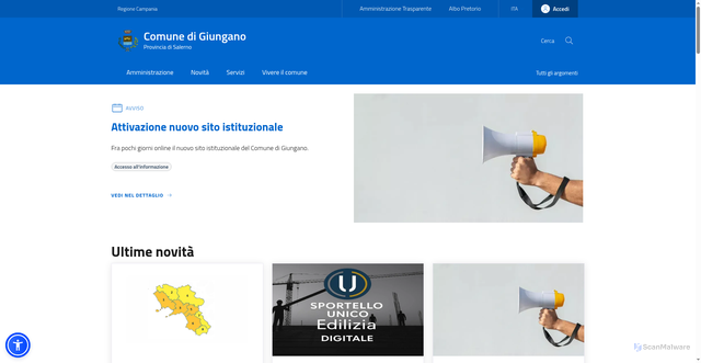 Security scan screenshot of https://www.comune.giungano.sa.it/