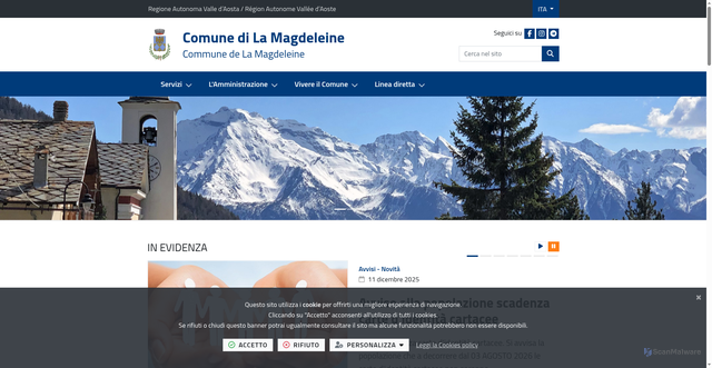 Security scan screenshot of https://www.comune.la-magdeleine.ao.it/it-it/home