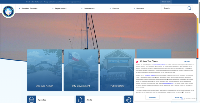 Security scan screenshot of https://kemahtx.gov/