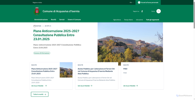 Security scan screenshot of https://comune.acquavivadisernia.is.it/