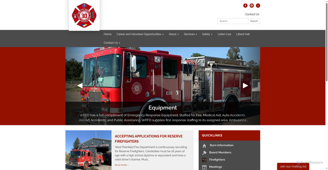 Security scan screenshot of https://www.westplainfieldfire.gov/