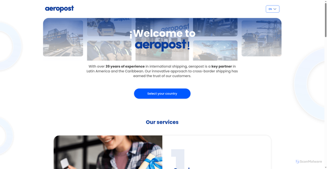 Security scan screenshot of https://aeropost.com