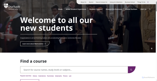 Security scan screenshot of https://www.durham.ac.uk/