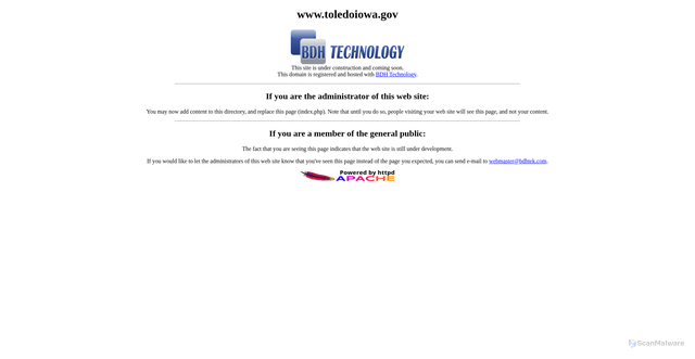 Security scan screenshot of http://www.toledoiowa.gov/