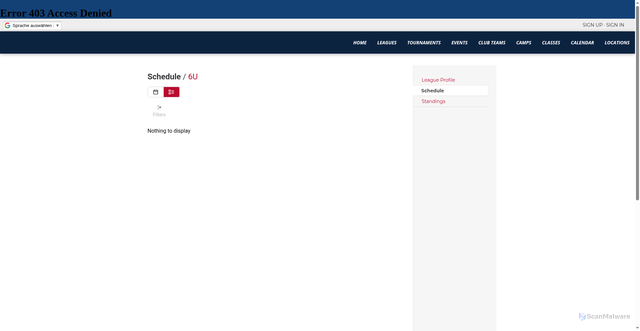 Security scan screenshot of https://bravesrbi.leagueapps.com/leagues/1595491/schedule