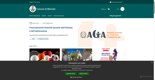 Security scan screenshot of https://www.comune.marnate.va.it/it