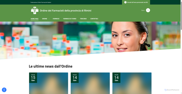 Security scan screenshot of https://www.ordinefarmacistirimini.it/