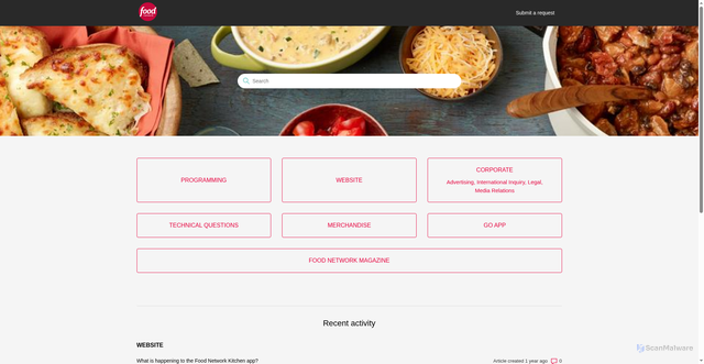 Security scan screenshot of https://help.foodnetwork.com/hc/en-us
