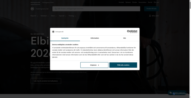 Security scan screenshot of https://www.holmgrensbil.se/?utm_source=crm