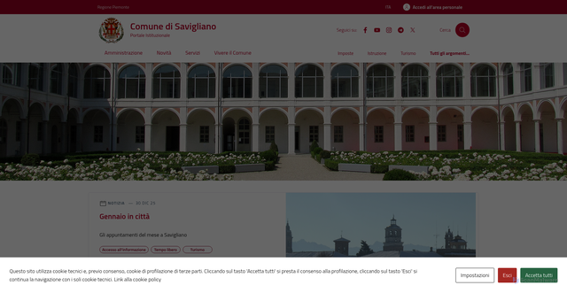 Security scan screenshot of https://comune.savigliano.cn.it/