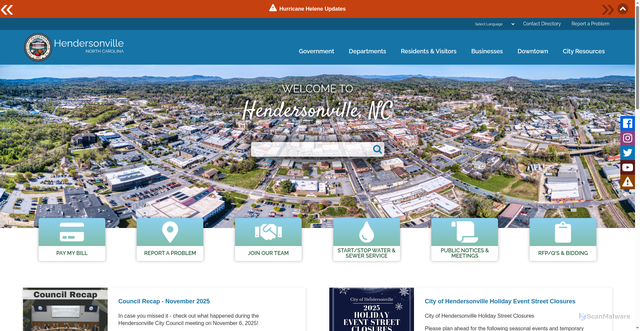Security scan screenshot of https://www.hendersonvillenc.gov/