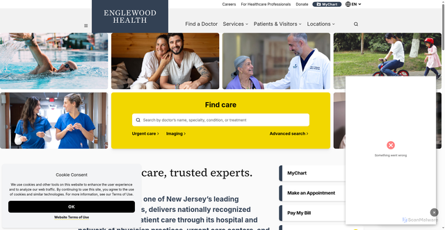 Security scan screenshot of https://englewoodhealth.org