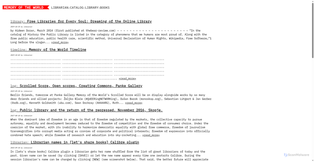 Security scan screenshot of https://www.memoryoftheworld.org