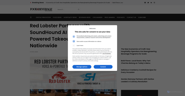 Security scan screenshot of https://www.fb101.com/red-lobster-partners-with-soundhound-ai-to-launch-voice-ai-powered-takeout-ordering-nationwide/