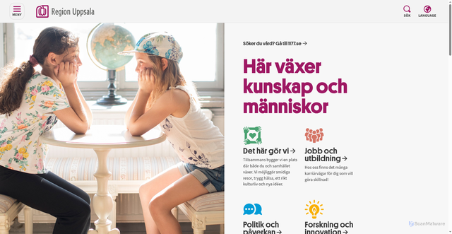 Security scan screenshot of https://regionuppsala.se/