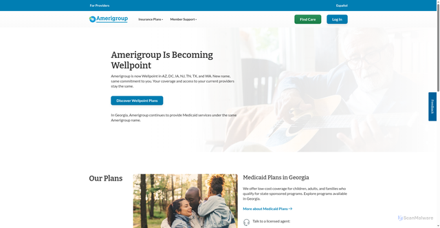 Security scan screenshot of https://amerigroup.com