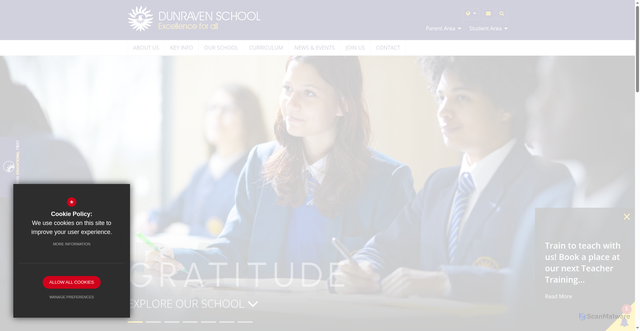 Security scan screenshot of https://www.dunraven.org.uk/