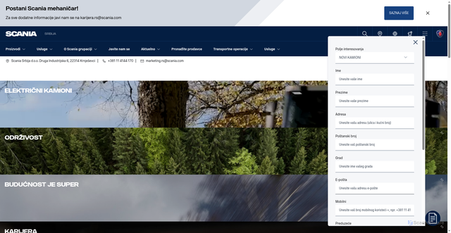 Security scan screenshot of https://www.scania.rs
