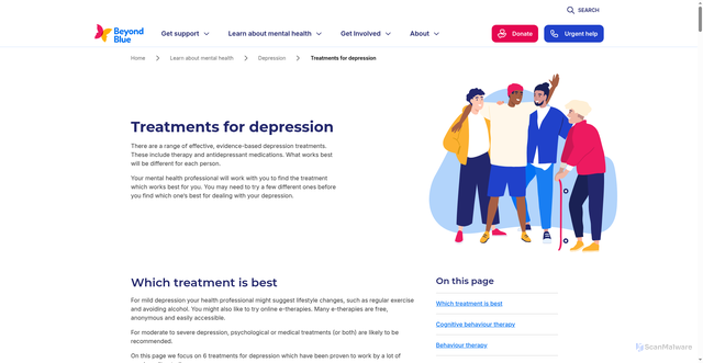 Security scan screenshot of https://www.beyondblue.org.au/mental-health/depression/treatments-for-depression