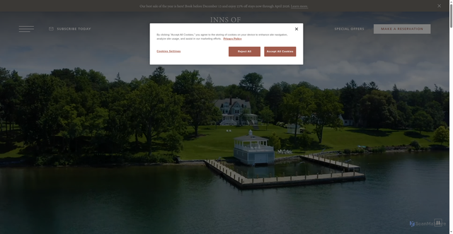 Security scan screenshot of https://www.innsofaurora.com/